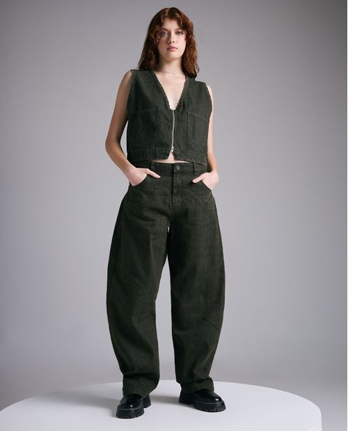 Pantalón amplio en algodón diseño clásico