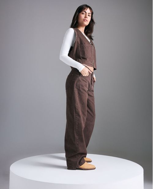 Chaleco regular algodón con cierre frontal