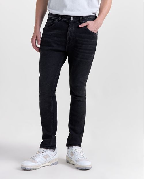 Jeans Slim Algodón Negro Desvanecido