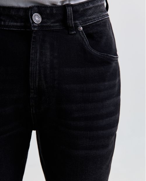 Jeans Slim Algodón Negro Desvanecido